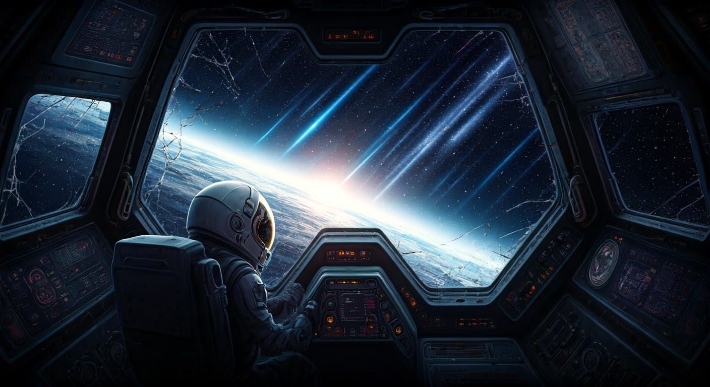 Astronaut in Derelict Spacecraft During Supernova