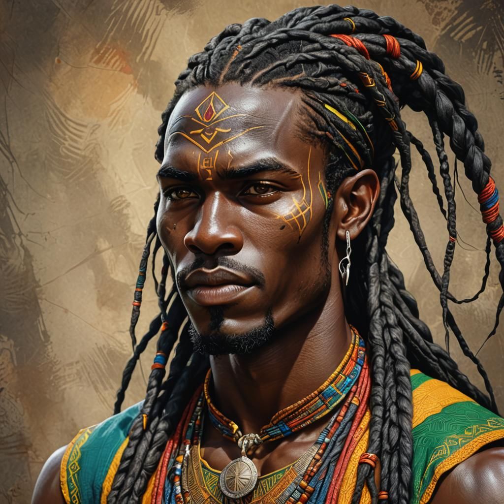 Hyperrealistic Portrait of a Confident African Elf