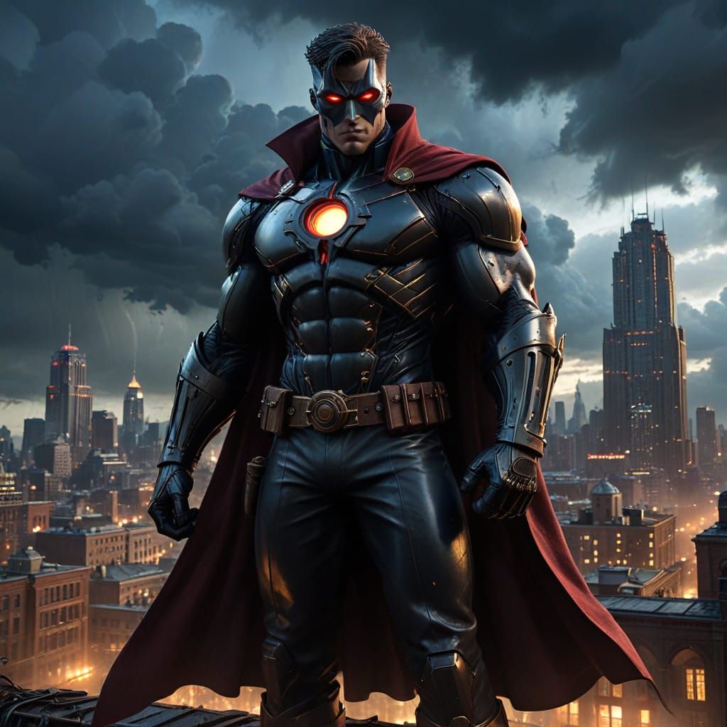 Heroic Steampunk Vigilante Soars Above the City