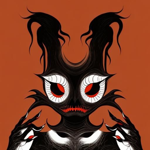 Creepy Shadow Monster Dancing: Minimalist Abstract Line Art