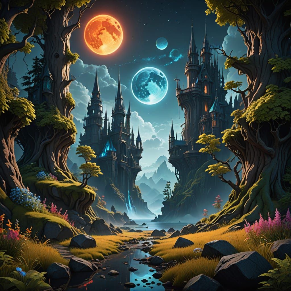 Baltic Mythology Concept Art: Celestial Balance in Dark Fant...