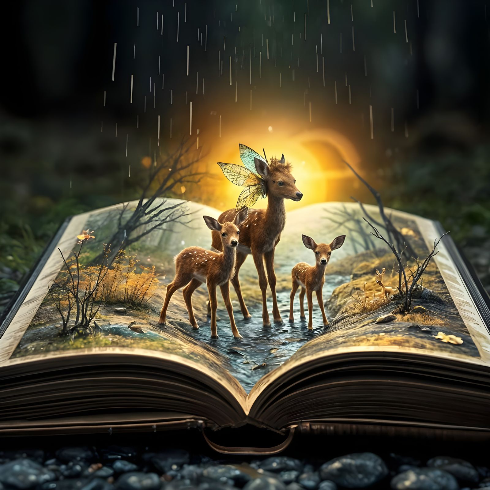 Enchanted Fairytale Realism in 3D Open Book