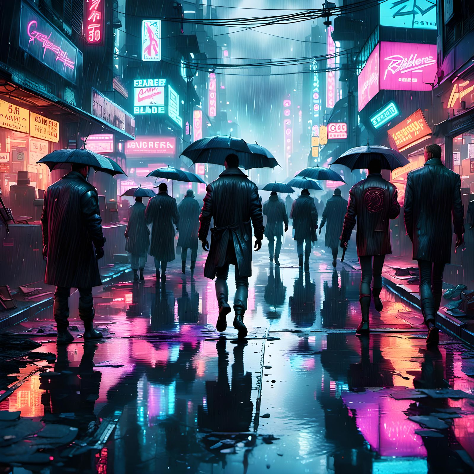 Cyberpunk Cityscape with Neon Reflections