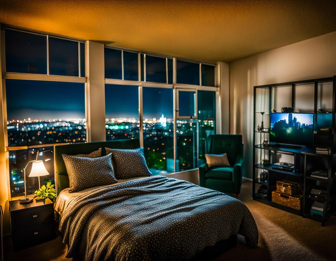 Tacky Hollywood Apartment at Night: Professional Photography