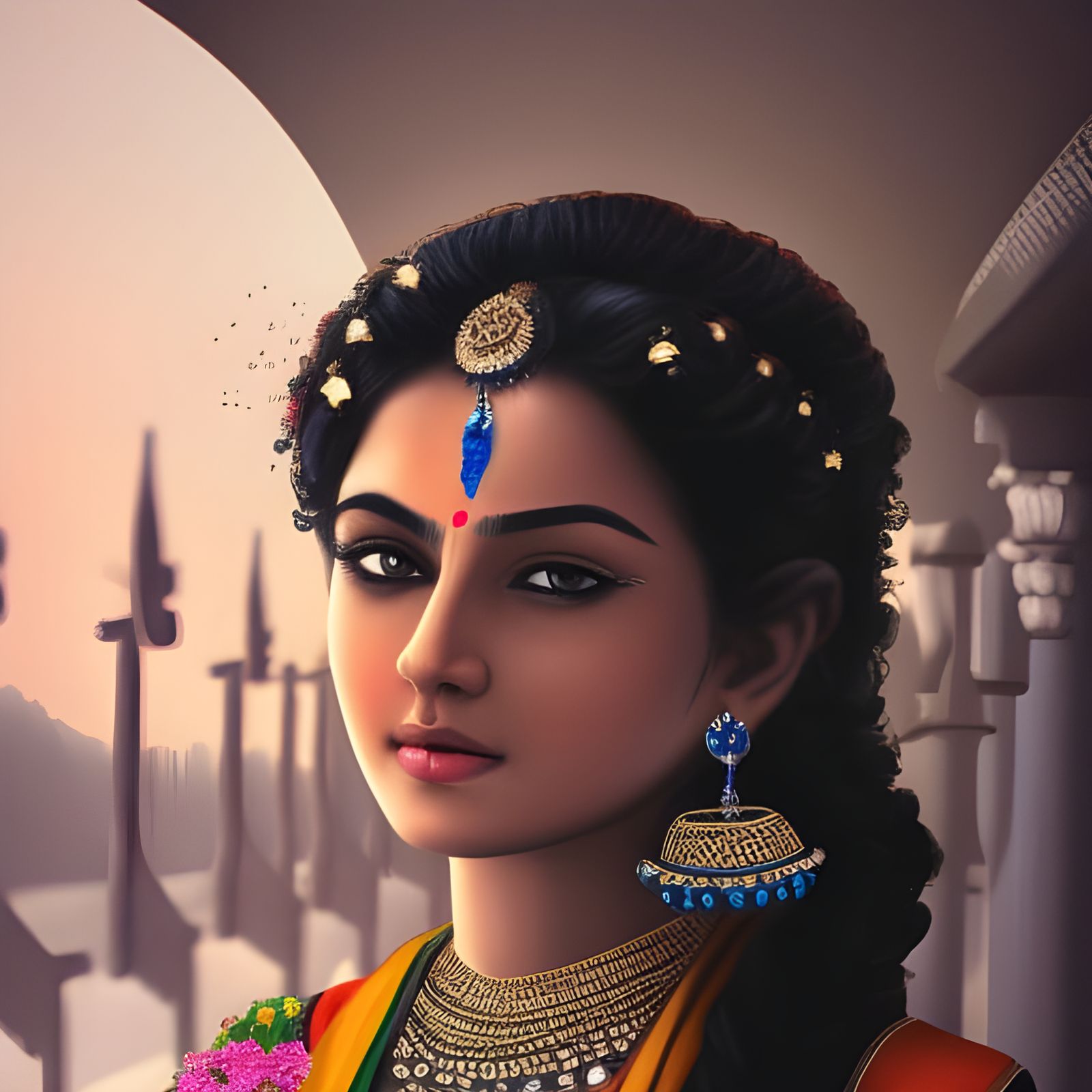 Beautiful Indian girl with brown eyes and black hair