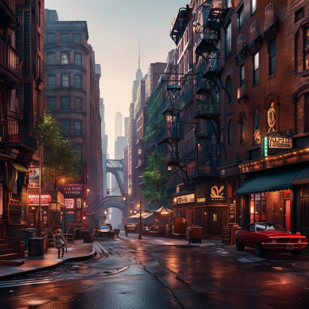 Soho Manhattan Street Scene: Detailed Matte Painting