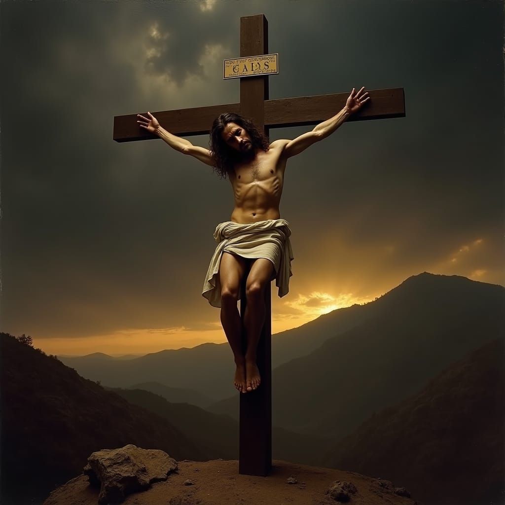 Jesus Christ Crucified: Baroque-Style Dramatic Scene