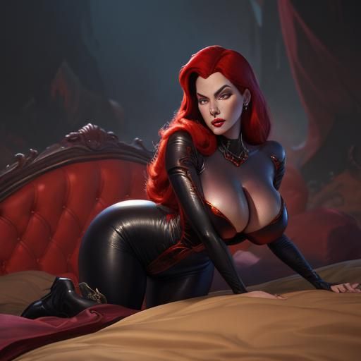 Jessica Rabbit Posing: Detailed Matte Painting