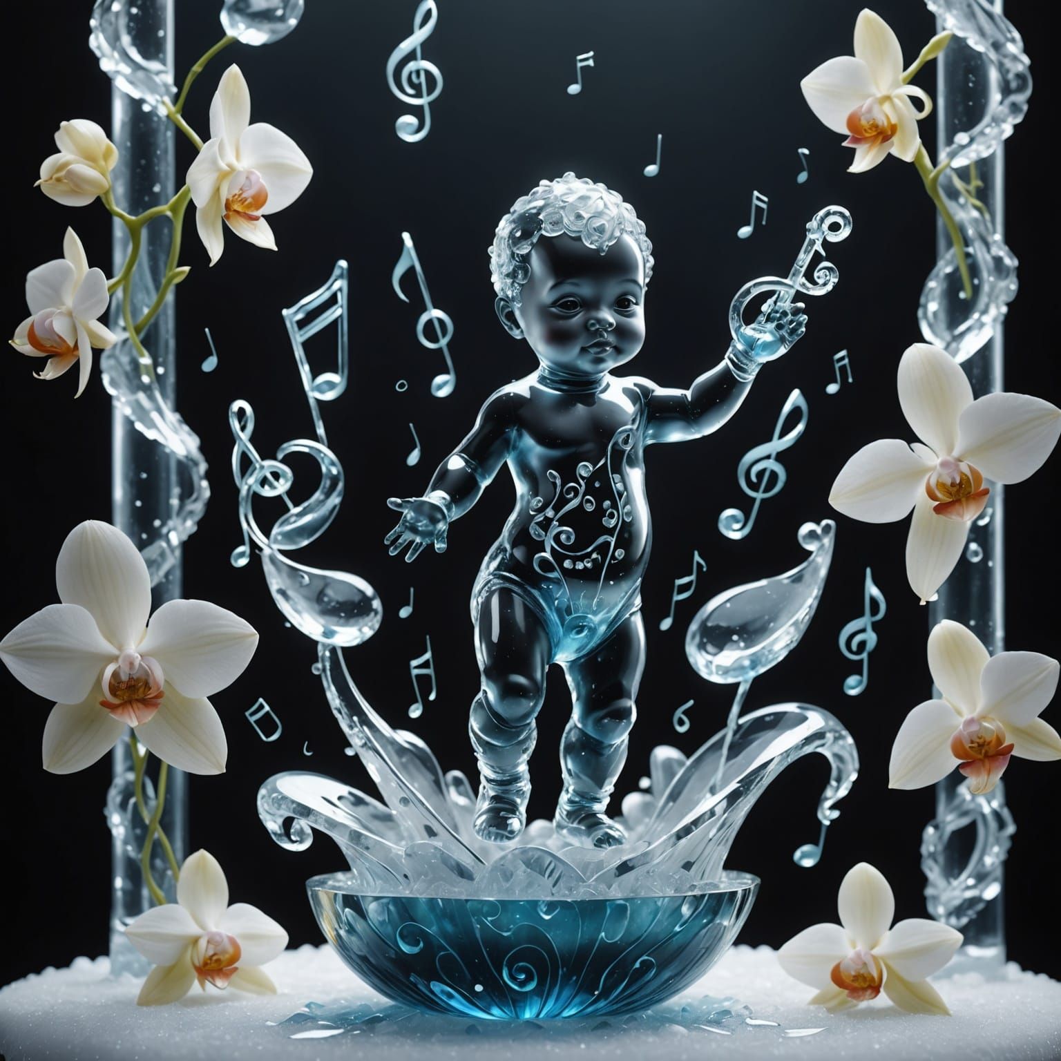 Surreal Ice Landscape with Dancing Baby and Music