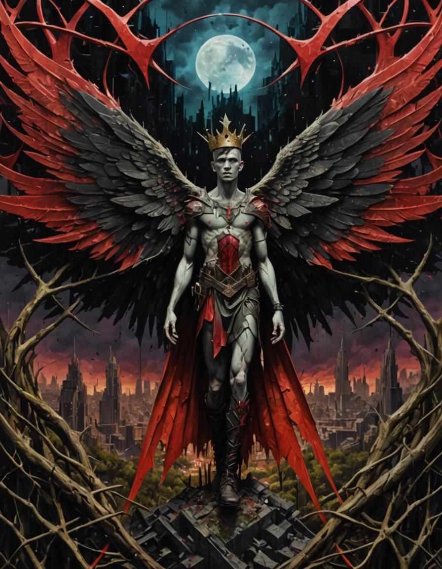 Zephyrus in Post-Apocalyptic Ecopunk City: Surreal Portrait