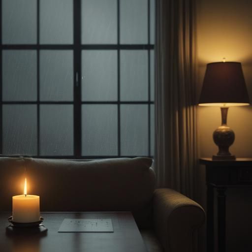 Cozy Study on a Rainy Night: Cinematic Still