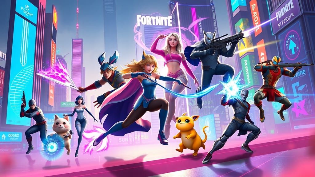 Vibrant Digital Banner Featuring Gaming Icons in Futuristic ...