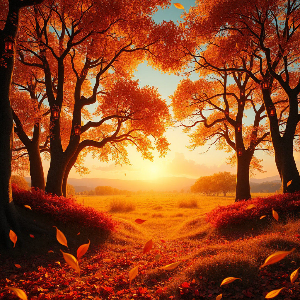 Autumn Landscape Transformation with Golden Light