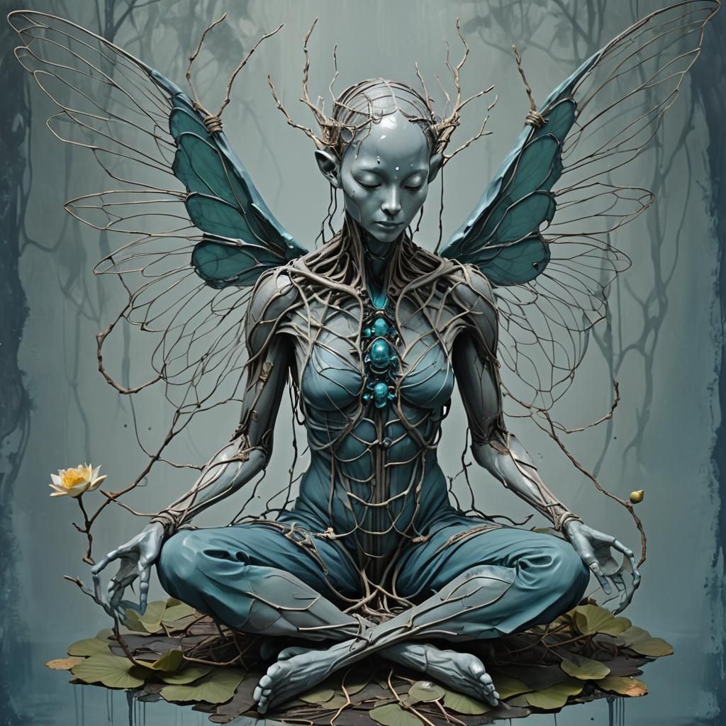 Fae Stick Woman in and with Lotus