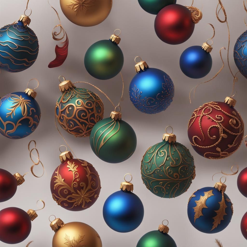 Hand-Painted Christmas Ornaments in Detailed Matte Painting
