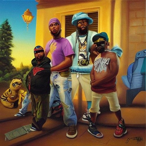 Cartoon Rap Album Cover in Oil Painting Style