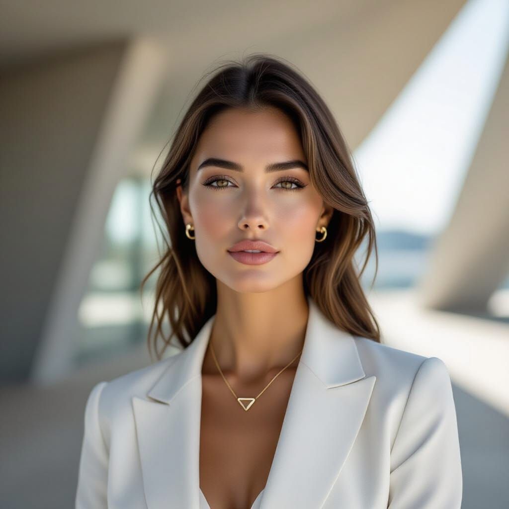 Sophisticated Woman in Modern Architecture, Photorealistic S...