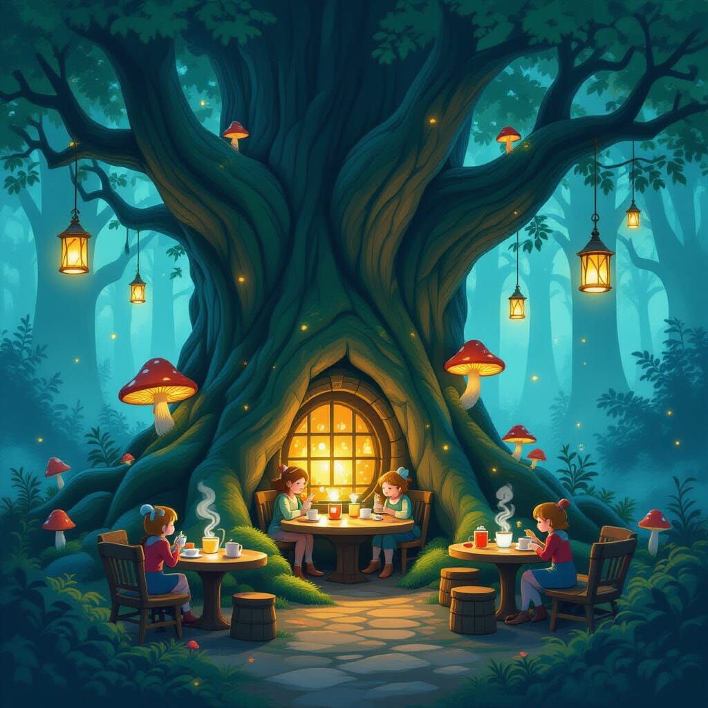 Enchanted Forest Cafe Amidst Giant Tree Roots