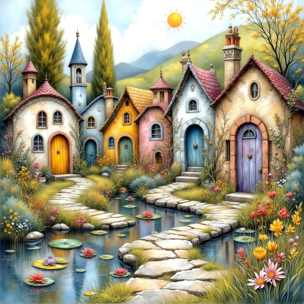 Wonky Houses Village in Antoni Gaudi Style