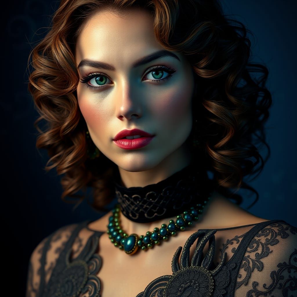 Elegant Woman in Art Nouveau Portrait