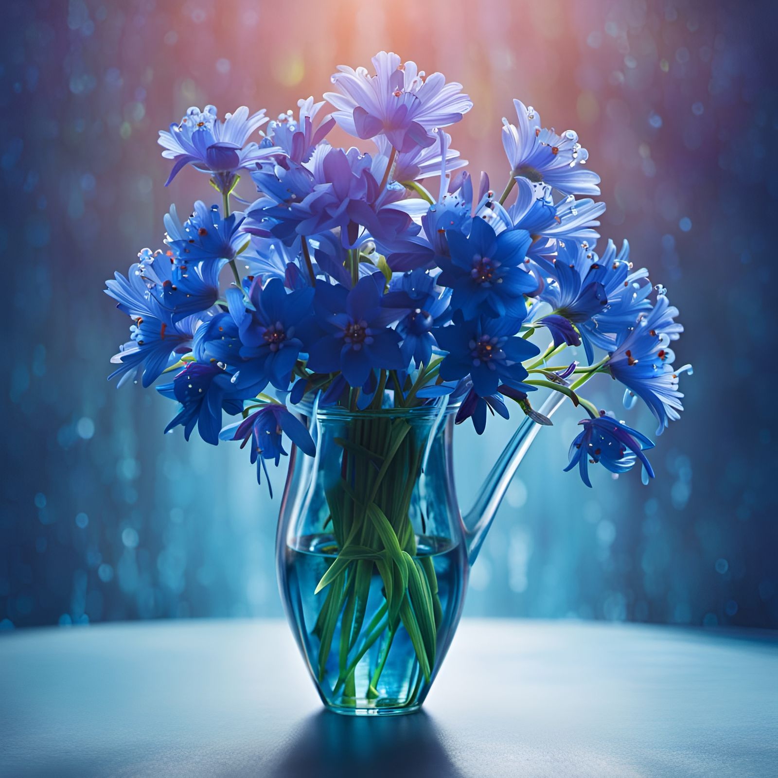 Blue Velvet Bouquet with Wet Drops