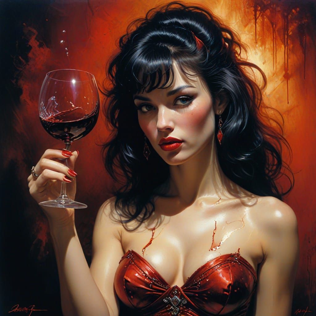 Sensual Surrealist Portrait of a Drunken Beauty