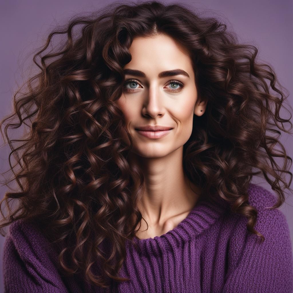 Portrait of a Beautiful Woman in Purple Sweater