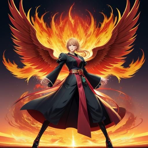 Taylor Swift and Phoenix Car in Anime Style