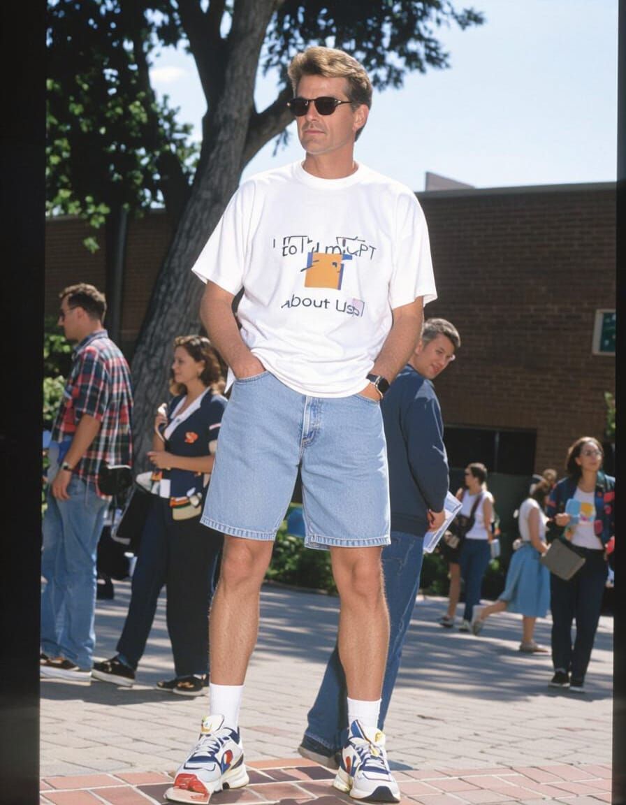 Candid Photo of Man on Wall in 1990s Style