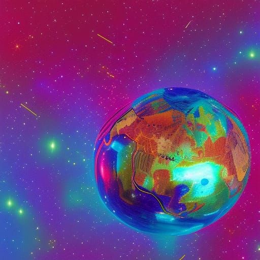 Holographic Earth: Cosmic Astral Illustration