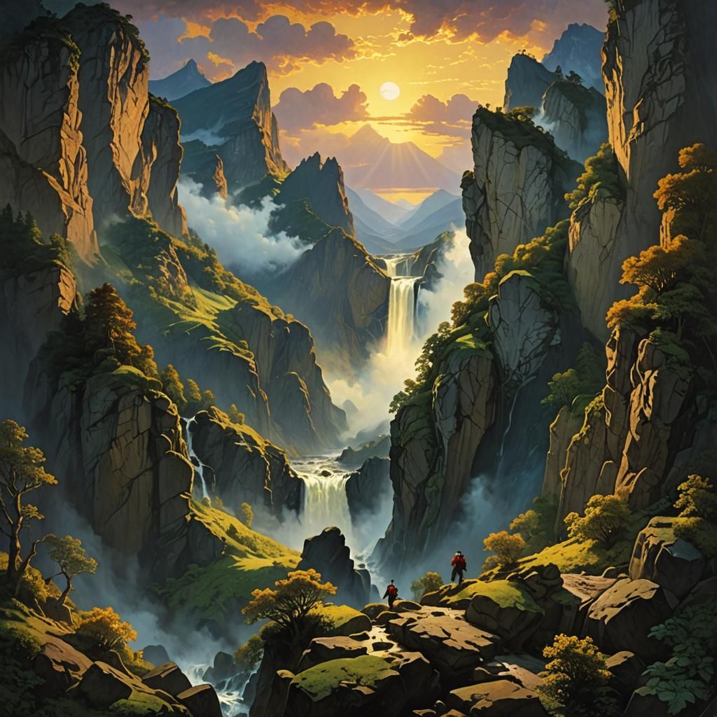 Magnificent Mountain Gorge at Sunrise