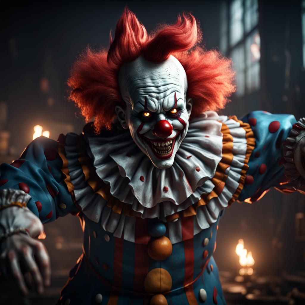 Scary Clown in 3D Game Cinematic Style