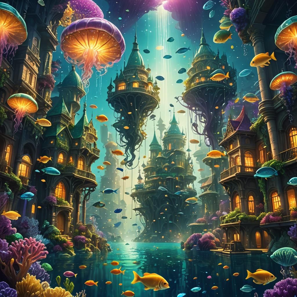 Radiant Underwater City in Heart of Ocean