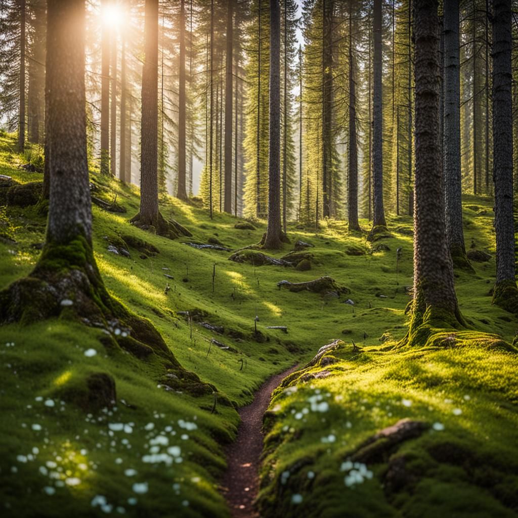 Lush Summer Forest Scene, Professional Photography