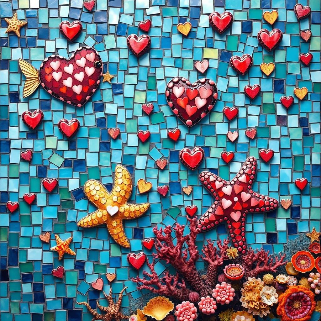 Vibrant Mosaic Ocean Depths Revealed in Photorealistic Fanta...