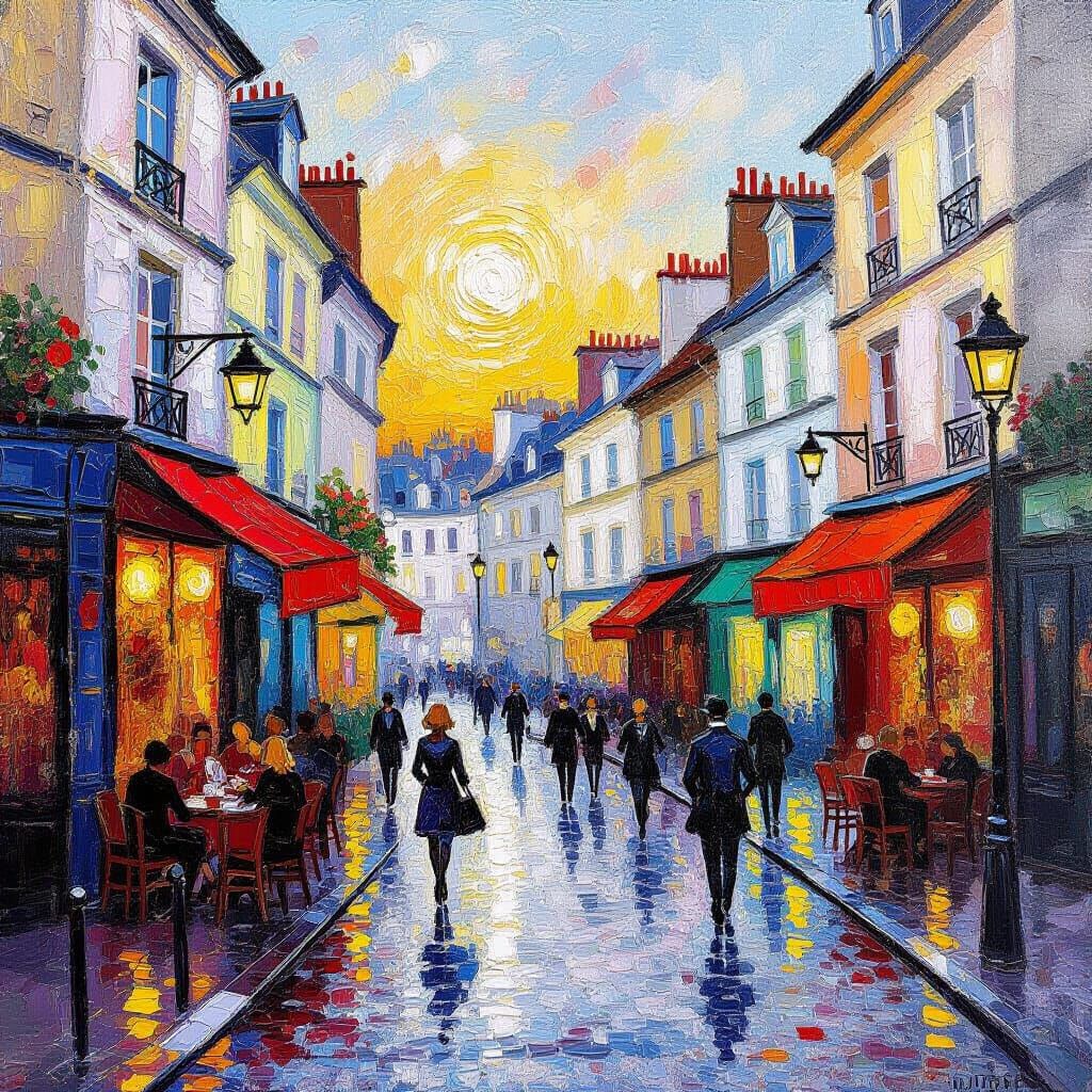 Parisian Street Scene 1750 Neo-Impressionist Style