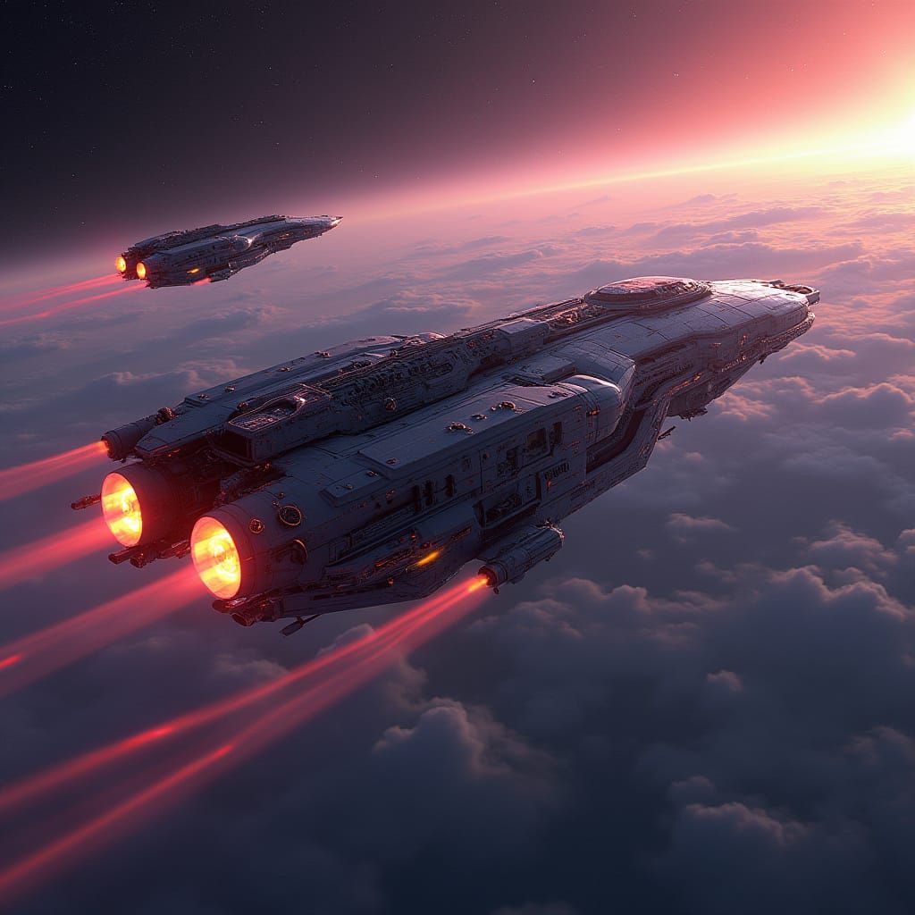 Retro-Futuristic Starship in Cosmic Glory