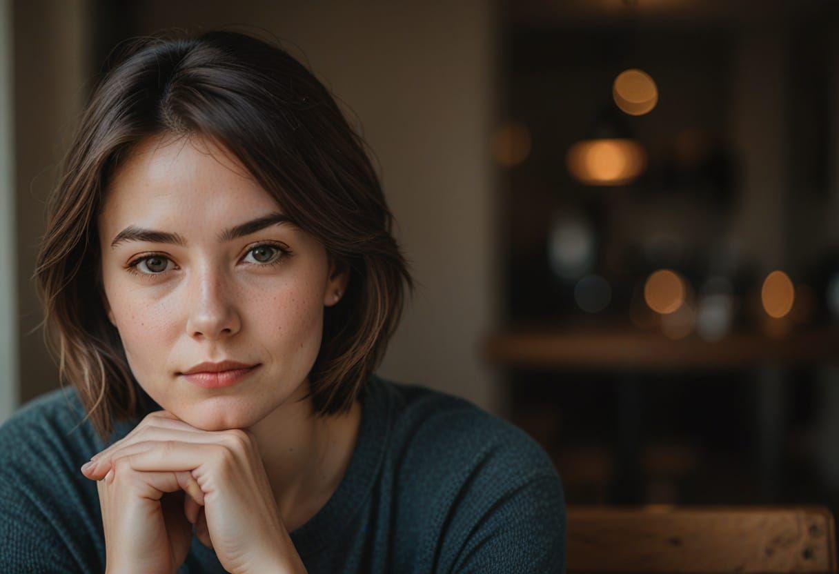 Contemporary Woman in a Cozy Indoor Setting