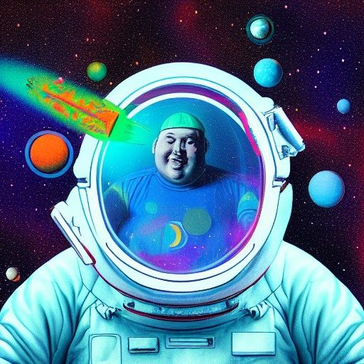 Astronaut in Space: Holographic Astral Illustration