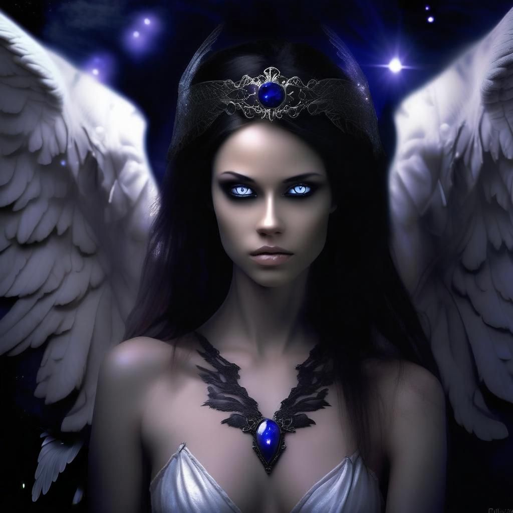 Enchanting Dark Angel Portrait in Ethereal Lighting