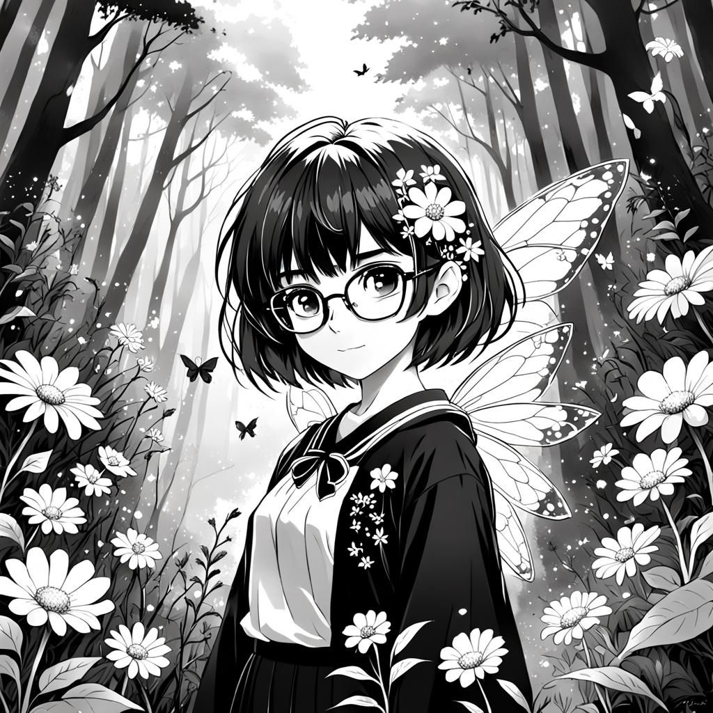 Cute Fairy in Mystical Forest, 80s Anime Style