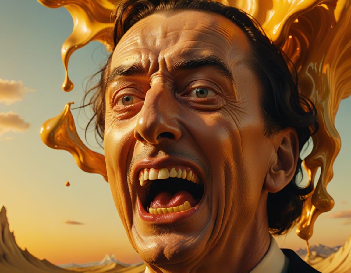 Surreal Man Screaming in Salvador Dali Style