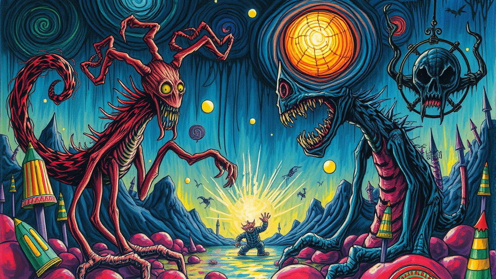 Crayon Nightmare Scene in Gustave Doré Style