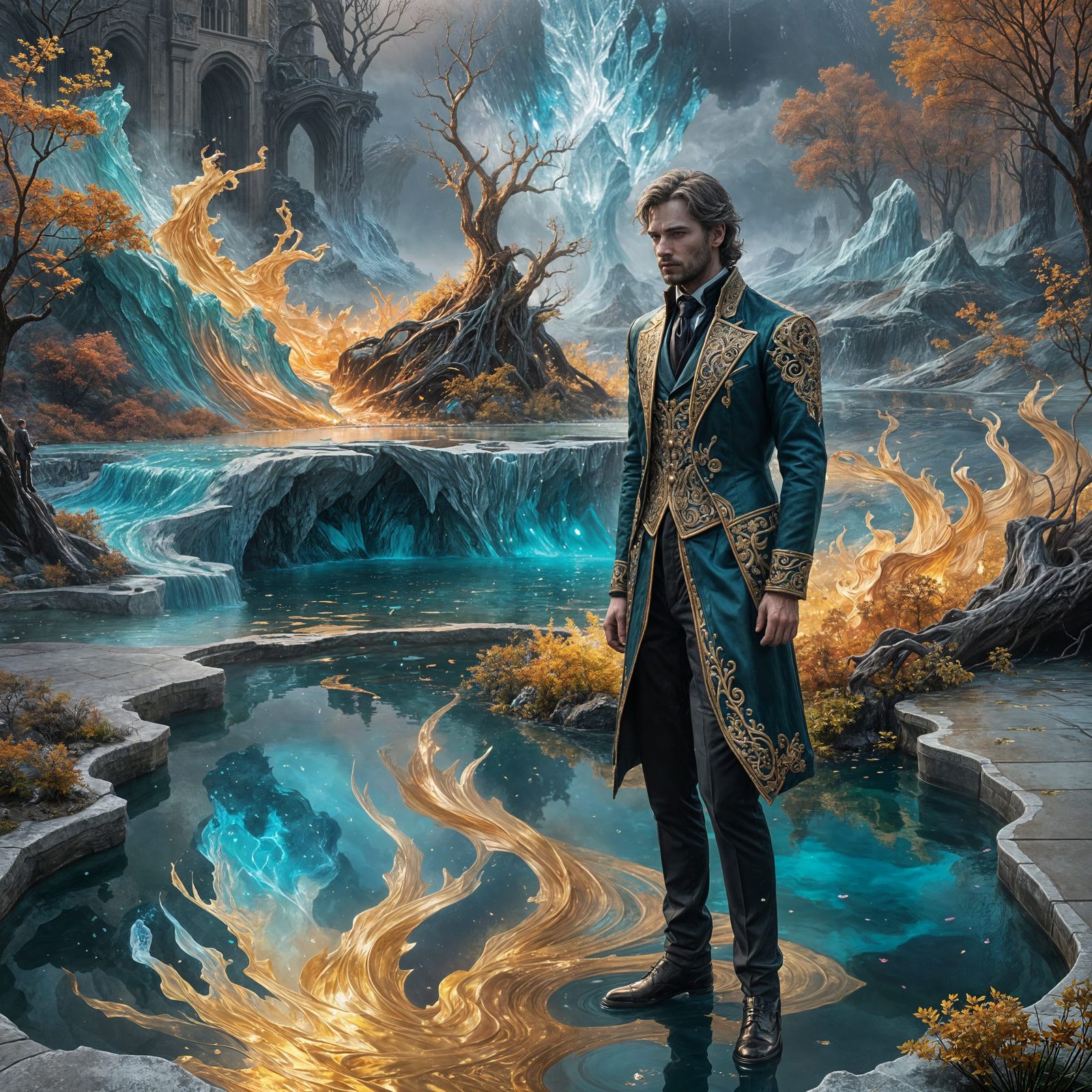 Man's Reflection: World's End in Iridescent Water