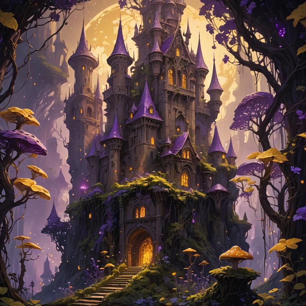 Mysterious Flower Castle in Dark Fantasy Style