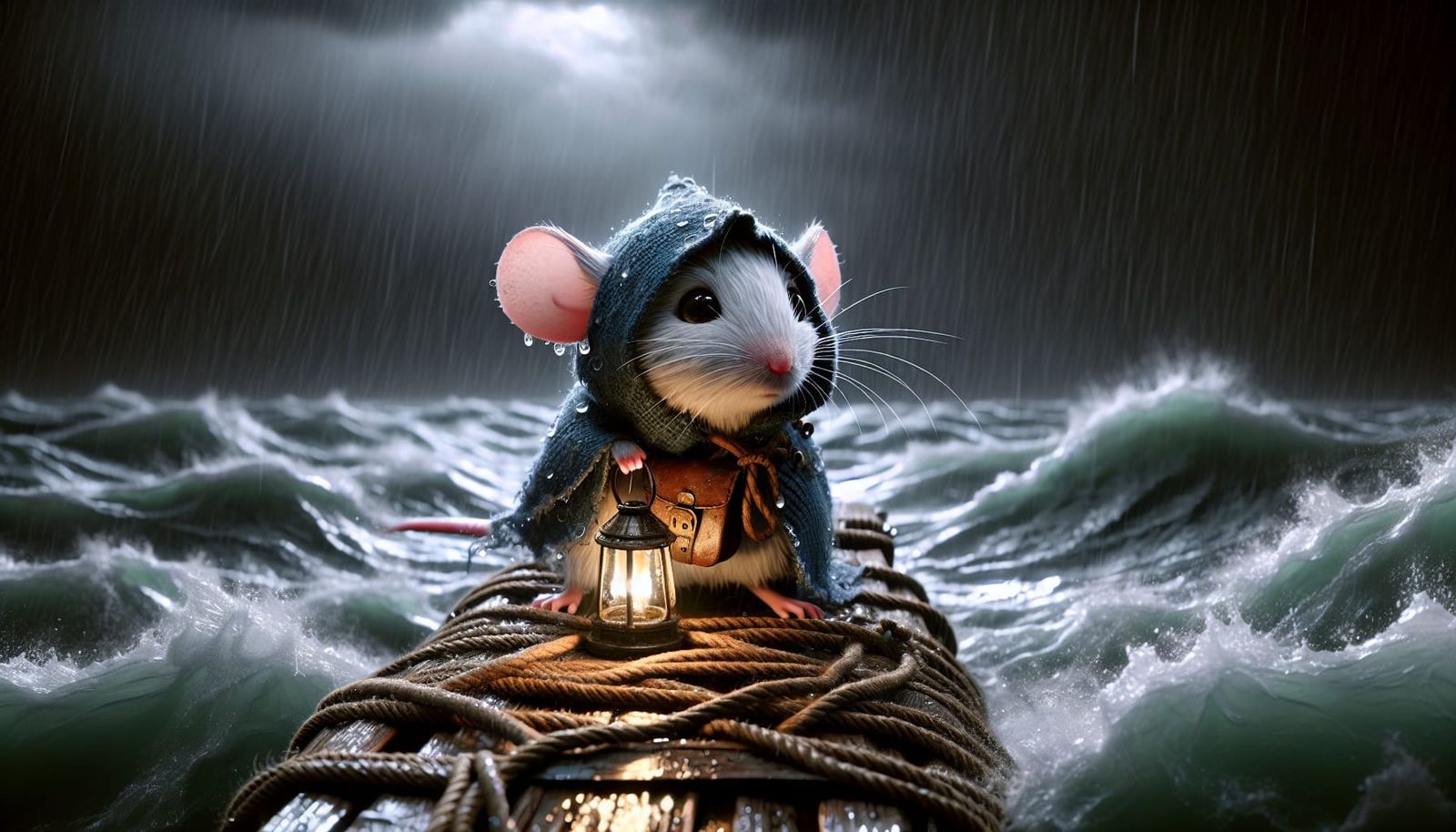 Mouse's Perilous Voyage on a Stormy Sea