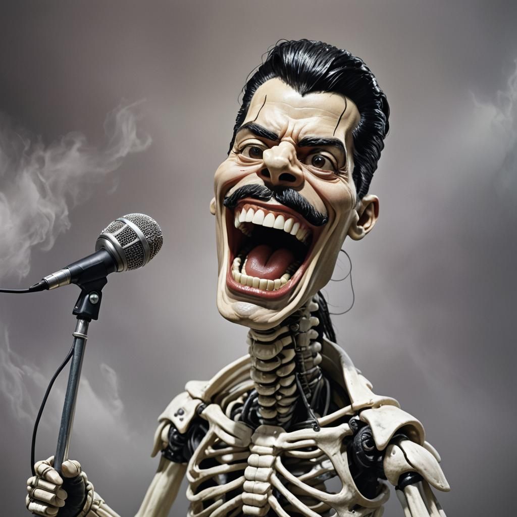 Surreal Caricature: Equine Singer in Digital Art