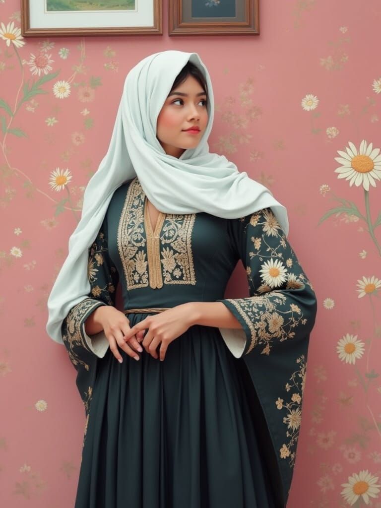 Serene Young Woman in Whimsical Ghibli-Style Anime Portrait