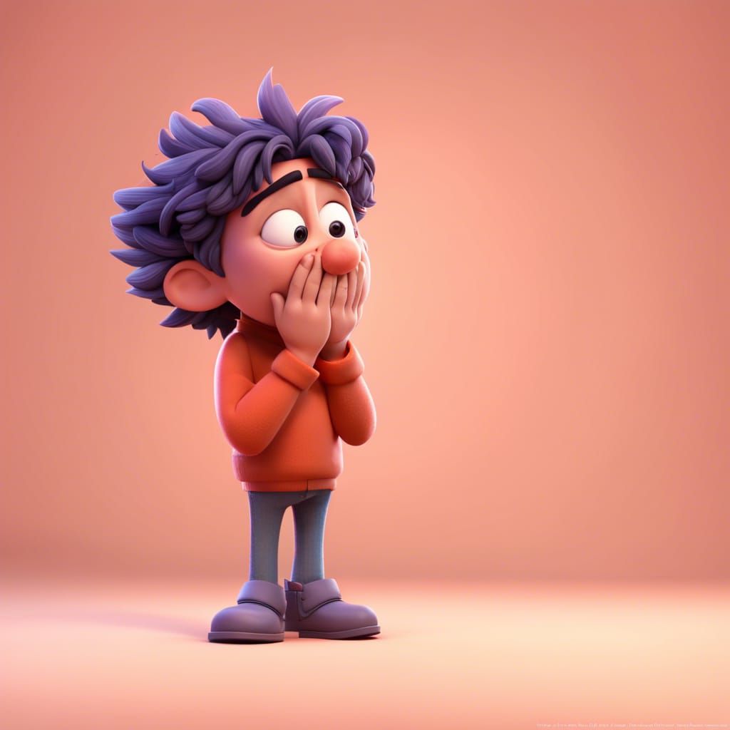 Comical Shame in Pixar-Inspired 3D Art