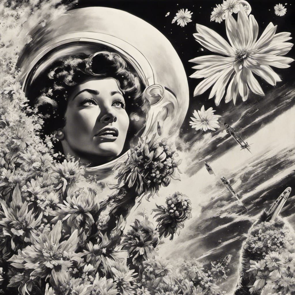 Vintage Sci-Fi Movie Poster: Flower People Invasion